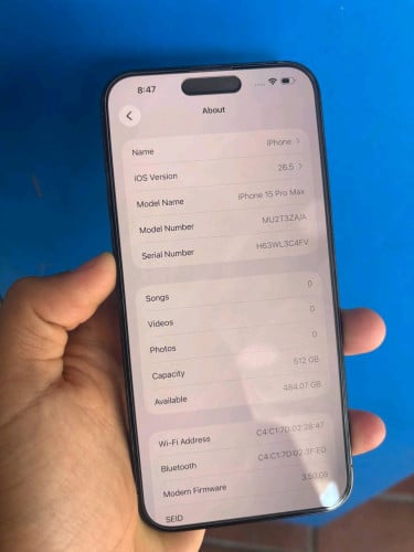 I phone 15 Pro max 512G ZABlack 98.98%