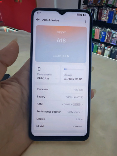OppoA18 ram4G+4G/128G sim2 ស្អាត99%