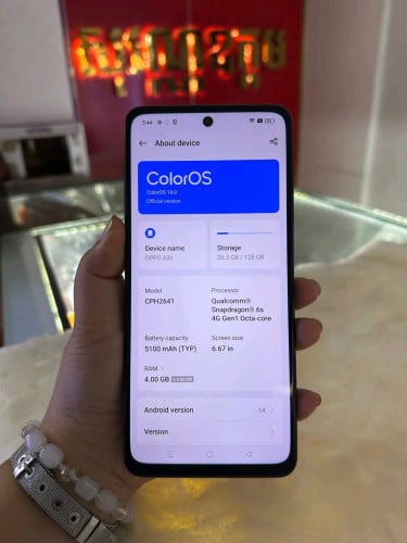 OppoA3x ram4G+4G/128G sim2 ស្អាត98%