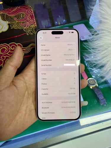Phone 16 Plus Color White🤍មួយទឹកថ្ម91%🔋128G lock simប្រើបានសុីម2សេវាដើរស្មូតល្អគ្រប់ប្រពន្ធ័⭐️