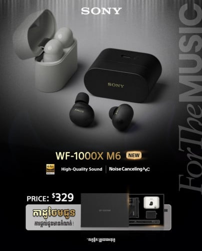 Sony WF-1000xM6 Black with Official Warranty