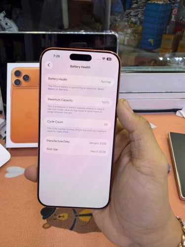Iphone17promax 256G battery 100% សាកបាន 50ដង 99.99%