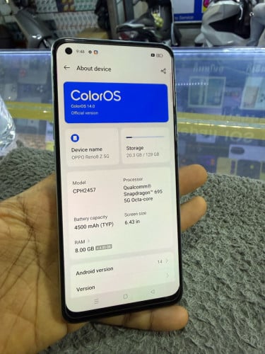 Oppo Reno8z 5G Ram8G Memory128G ក្រុមហ៊ុនសុីមពីរ មានឆ្នាំងសាក