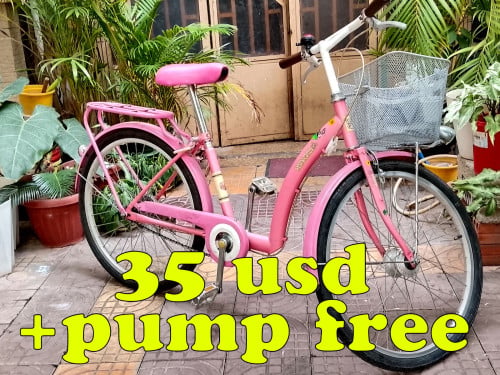 Teenager's bicycle for a girl. Used, in good condition. Price: $35. Tire pump included.