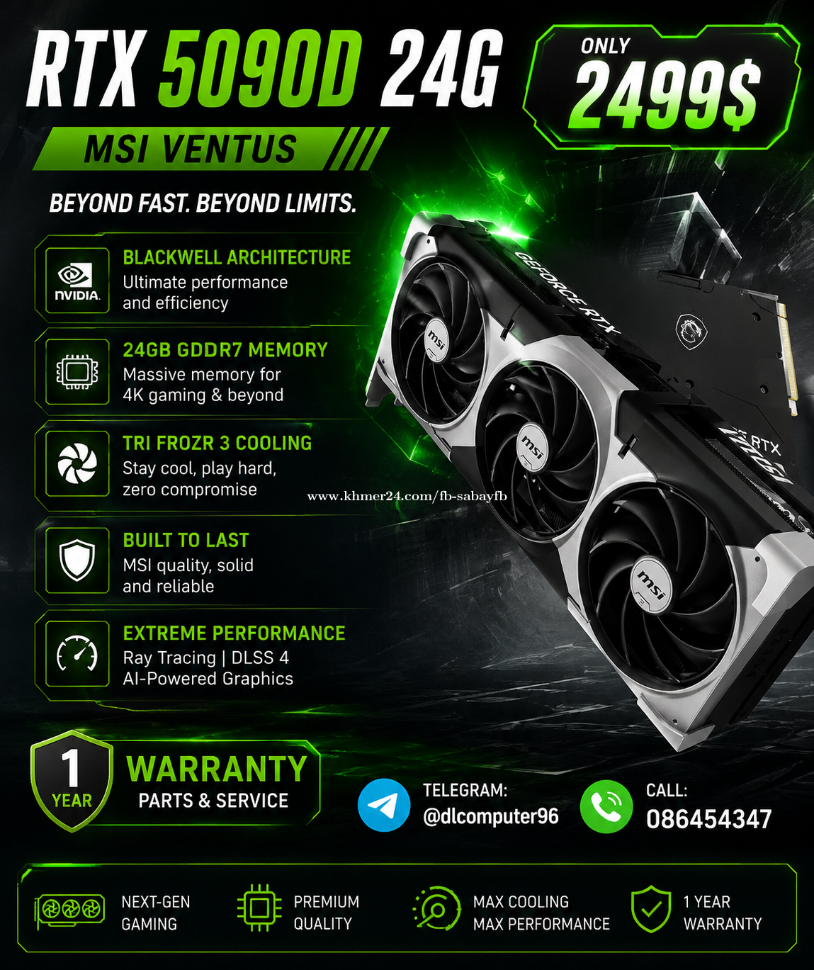 មានលក់ VGA 1ទឹកៗ RTX4070-5090
