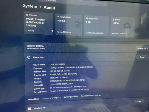 លក់ CPU I7 10700FRam 16gVGA 3050 8gSDD 256HDD 1TMb H510 Cooler Segoteb