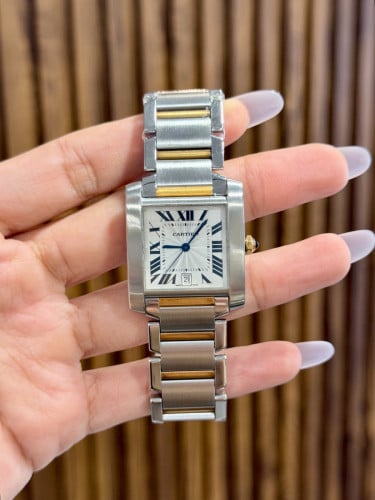 (Original) Cartier Tank Francaise 2302 Two-tone Yellow Gold Authentic 28-32mm Unisex 🔱