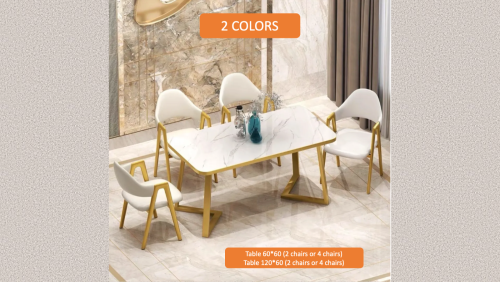 " Paris Design Studio " Marble dining table set with luxury chair.