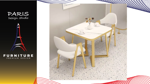 " Paris Design Studio " Marble dining table set with luxury chair.
