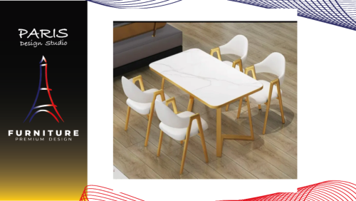 " Paris Design Studio " Marble dining table set with luxury chair.