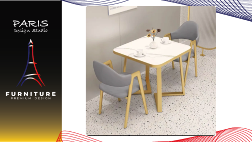 " Paris Design Studio " Marble dining table set with luxury chair.