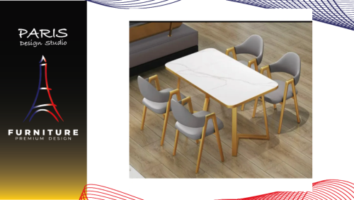 " Paris Design Studio " Marble dining table set with luxury chair.