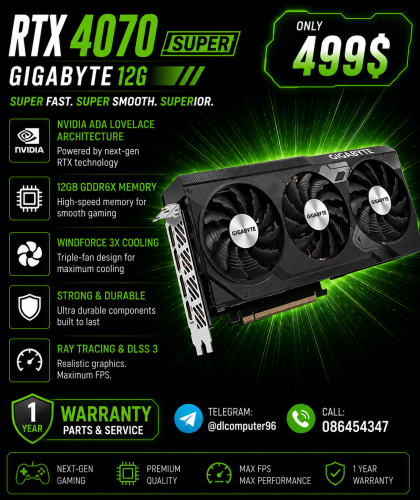 មានលក់ VGA 1ទឹកៗ RTX4070-5090