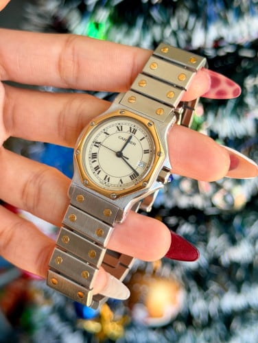 Cartier Santos Octagon LM 18K Yellow Gold Quartz Ladies Watch 💃