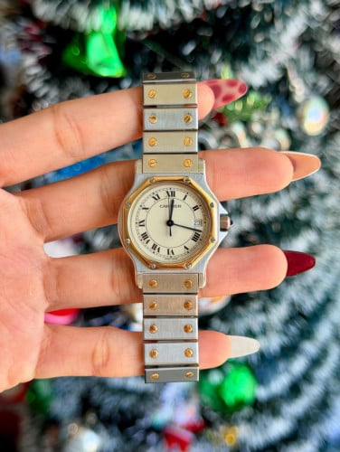 Cartier Santos Octagon LM 18K Yellow Gold Quartz Ladies Watch 💃
