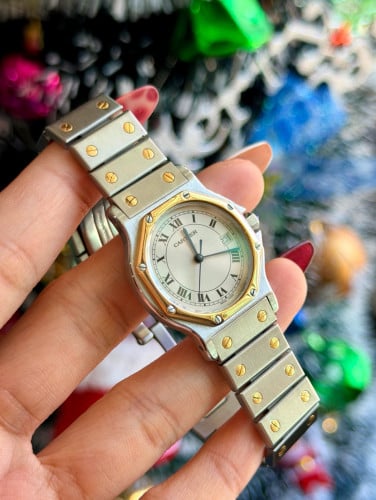 Cartier Santos Octagon LM 18K Yellow Gold Quartz Ladies Watch 💃