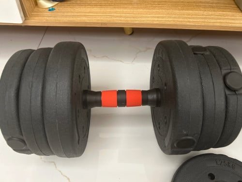 Dumbbells/Barbell + Foam Roller + Yoga Mat