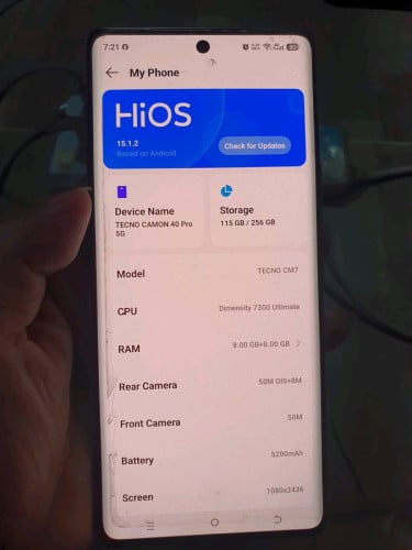 Tecno Camon 40 Pro 5G សុីម2 ក្រុមហ៊ុន រ៉េម8/256GB