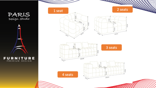 " Paris Design Studio " Korean sofa, 3D design, curved shape.