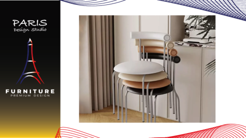 " Paris Design Studio " Minimalist chair, leather cushion.