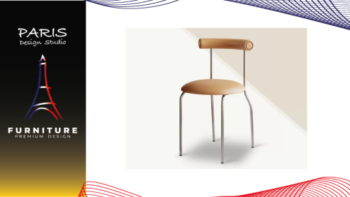 " Paris Design Studio " Minimalist chair, leather cushion.