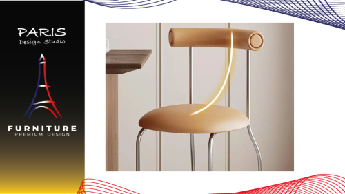 " Paris Design Studio " Minimalist chair, leather cushion.