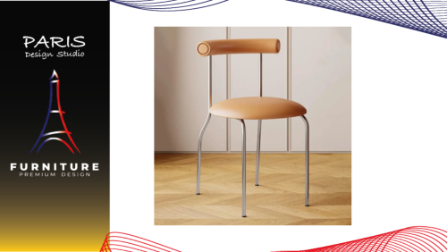 " Paris Design Studio " Minimalist chair, leather cushion.