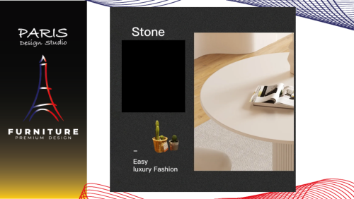 " Paris Design Studio " Round table with a smooth stone top.
