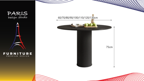 " Paris Design Studio " Round table with a smooth stone top.