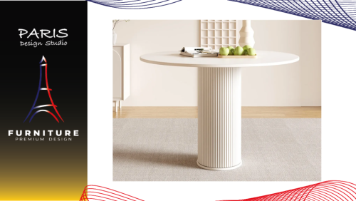 " Paris Design Studio " Round table with a smooth stone top.