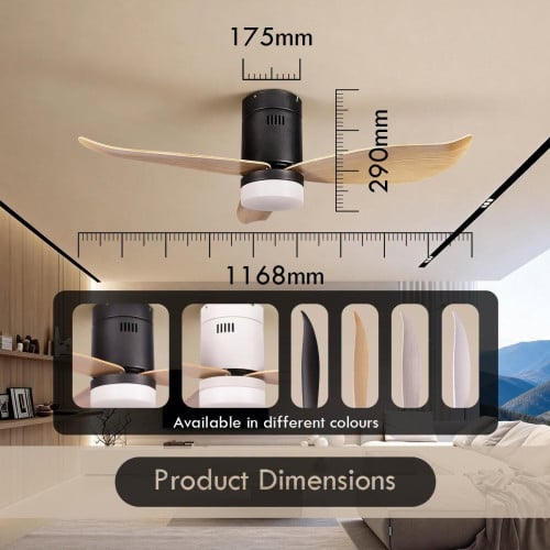 46inch DC Motor Ceiling Fan | Integrated 3-Colour LED Lights | 6 Speed Selection