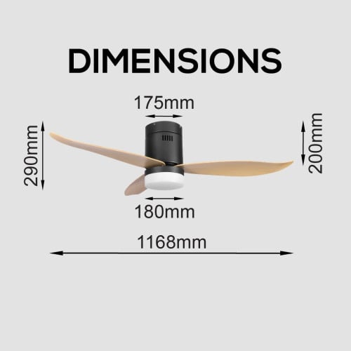 46inch DC Motor Ceiling Fan | Integrated 3-Colour LED Lights | 6 Speed Selection