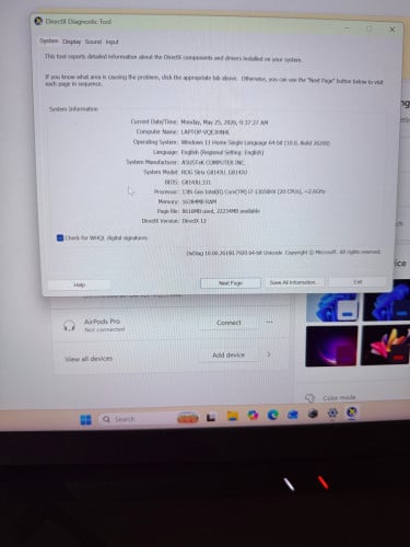 Asus ROG Strix G814JU / CPU Core i7-13th, RAM 16GB, SSD 512GB, VGA Nvidia RTX4050 6GB