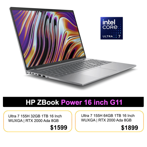 HP ZBook Power 16 G11 Workstation - Ultra 7 155H 32GB 1TB 16" RTX 2000