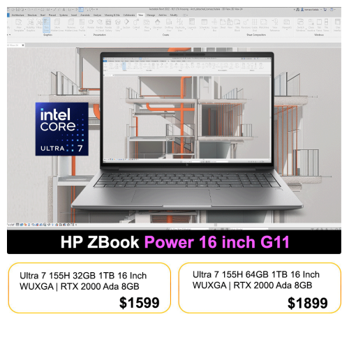 HP ZBook Power 16 G11 Workstation - Ultra 7 155H 32GB 1TB 16" RTX2000