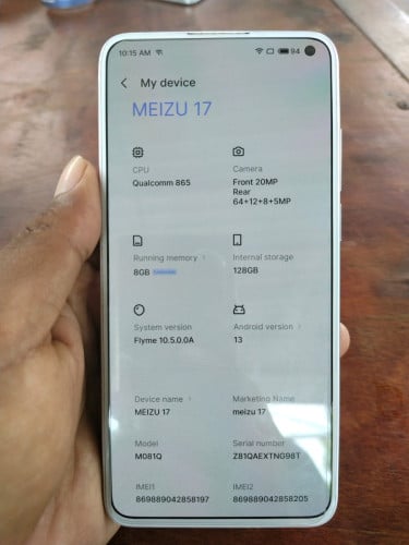 Meizu17 5G(8+128)បែកខ្នងក្រោយតែអ៊ុតស្បែកហើយស្អាត