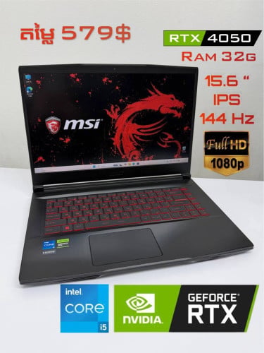 MSI Gaming RTX 4050 · 32GB RAM ប្រើផ្ទាល់ខ្លួន​ នៅស្អាត 99% (តម្លៃ579$)