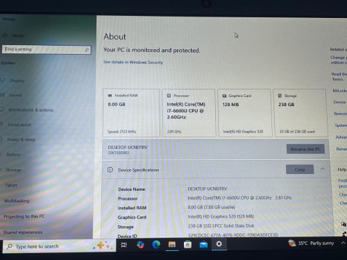 Used - Lenovo X270 i7/256GB/12.5” 3-6 hours (Double Battery)