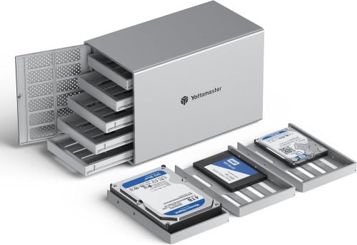 Yottamaster 5 Aluminum RAID Enclosure for 3.5 & 2.5 Inch SATA HDD/SSD, Support 110TB (5x22TB)