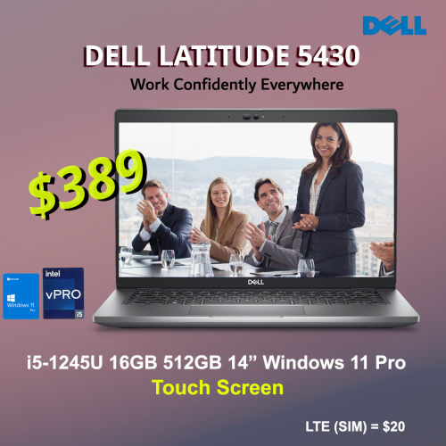Dell latitude 5430 $389 _ i5 1245U 10Cores 16GB 512GB 14" Touch