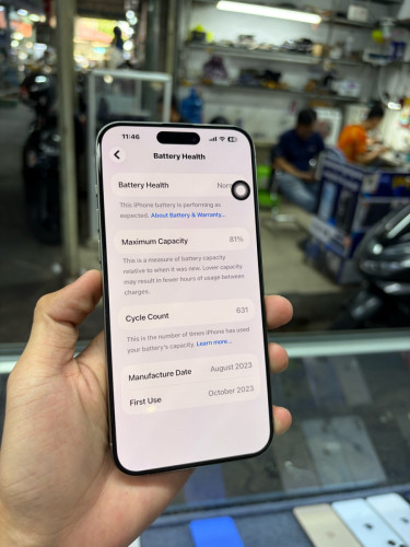iPhone 15 pro max 256G ZP Sim2 eSIM ថ្ម81% សានុំស្រុីនណែន