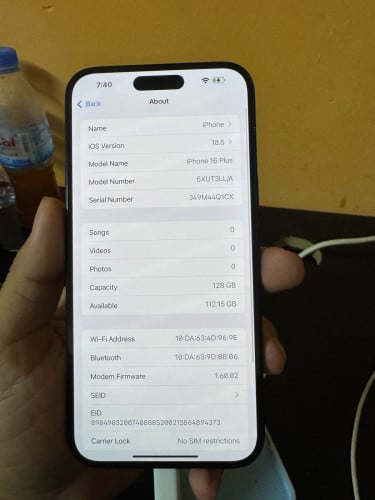 iPhone 16 Plus LL/A 98% 128G battery 100%