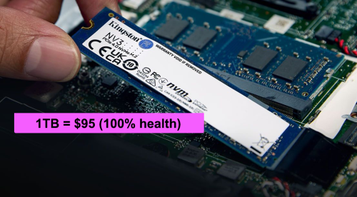Kingston NV3 M.2 Gen 4 , 1TB = $95 , Health 100%
