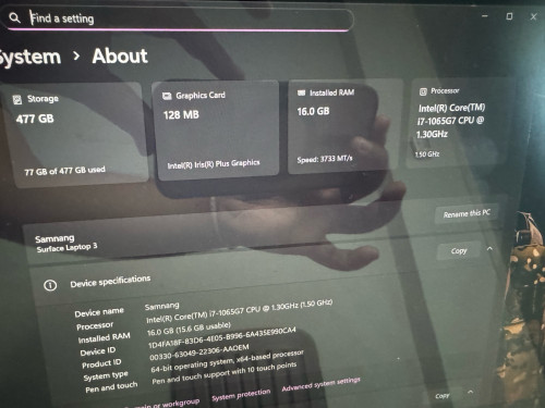 Microsoft Laptop 3 - I7-10Gen , Ram 16G , 512G