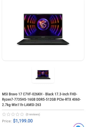 MSI Bravo 17 Ryzen7 7735HS RTX 4060