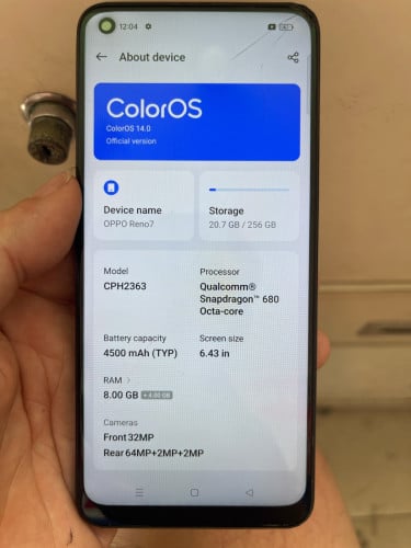 Oppo Reno 7  អេក្រង់ថ្មី 97%