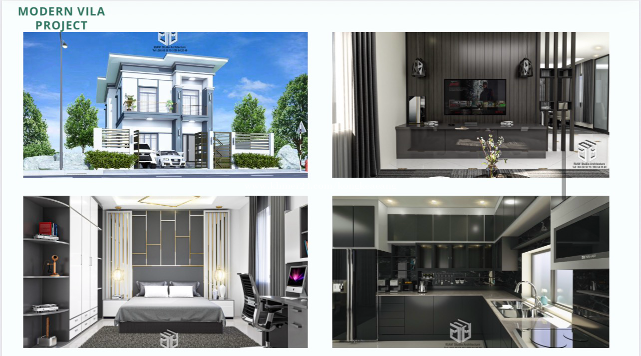 គូសប្លង់ផ្ទះវីឡាទំនើប Modern, Classic Style