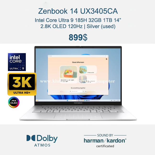 ASUS Zenbook 14 $899 _ Ultra 9 185H 32GB 1TB 14 inch 3K OLED 120Hz