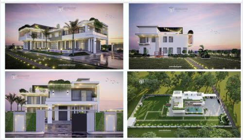 គូសប្លង់ផ្ទះវីឡាទំនើប Modern, Classic Style