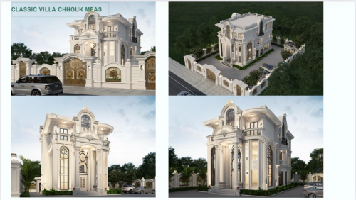 គូសប្លង់ផ្ទះវីឡាទំនើប Modern, Classic Style
